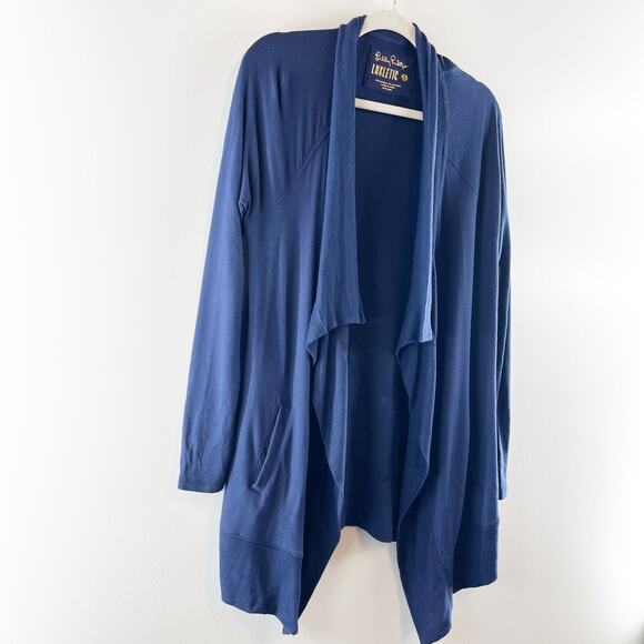 Lilly Pulitzer Luxletic Long Sleeve Waterfall Cardigan Sweater Navy Blue Small - Picture 5 of 8
